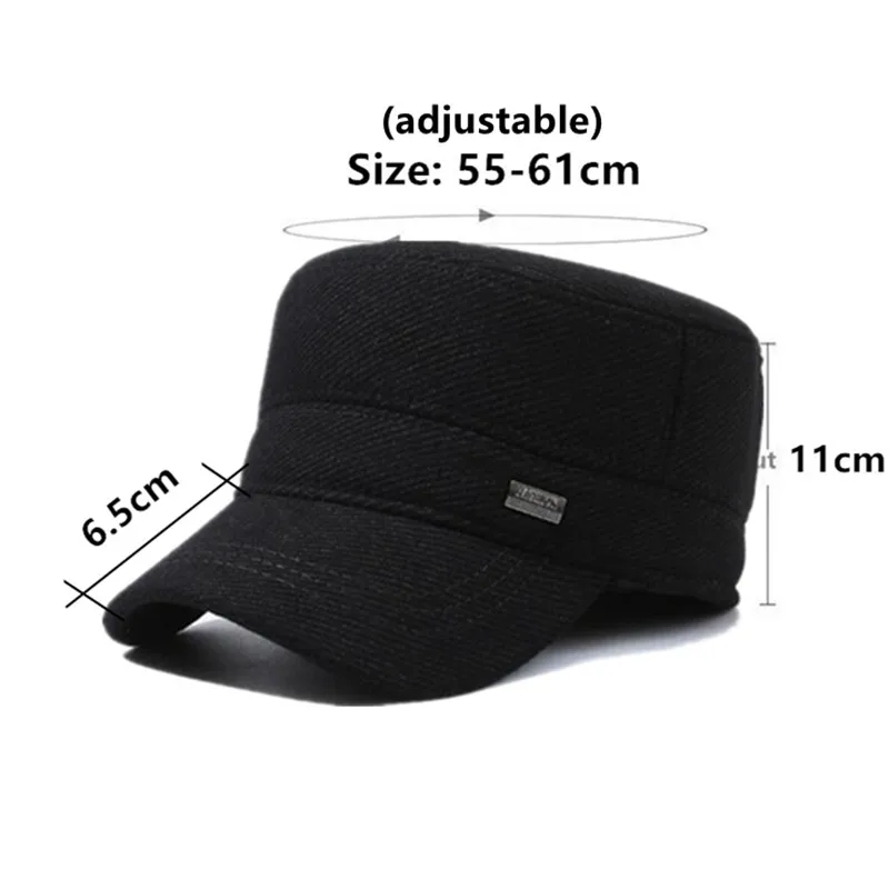 New Winter Plush Thickened Warm Military Hats Coldproof Earmuffs Hat Flat Caps For Men Cycling Sports Cap Golf Cap Snapback Cap