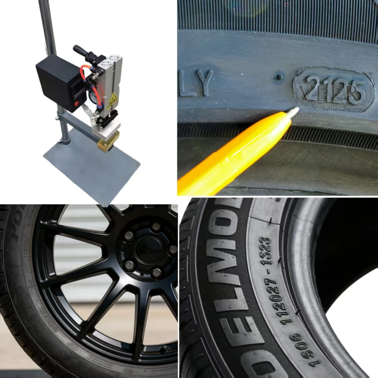 Quick Hot Stamping Semi-automatic Cylinder Hot Foil Stamping Machine Car Tire Date Number Printing Embossing Easy To Operate