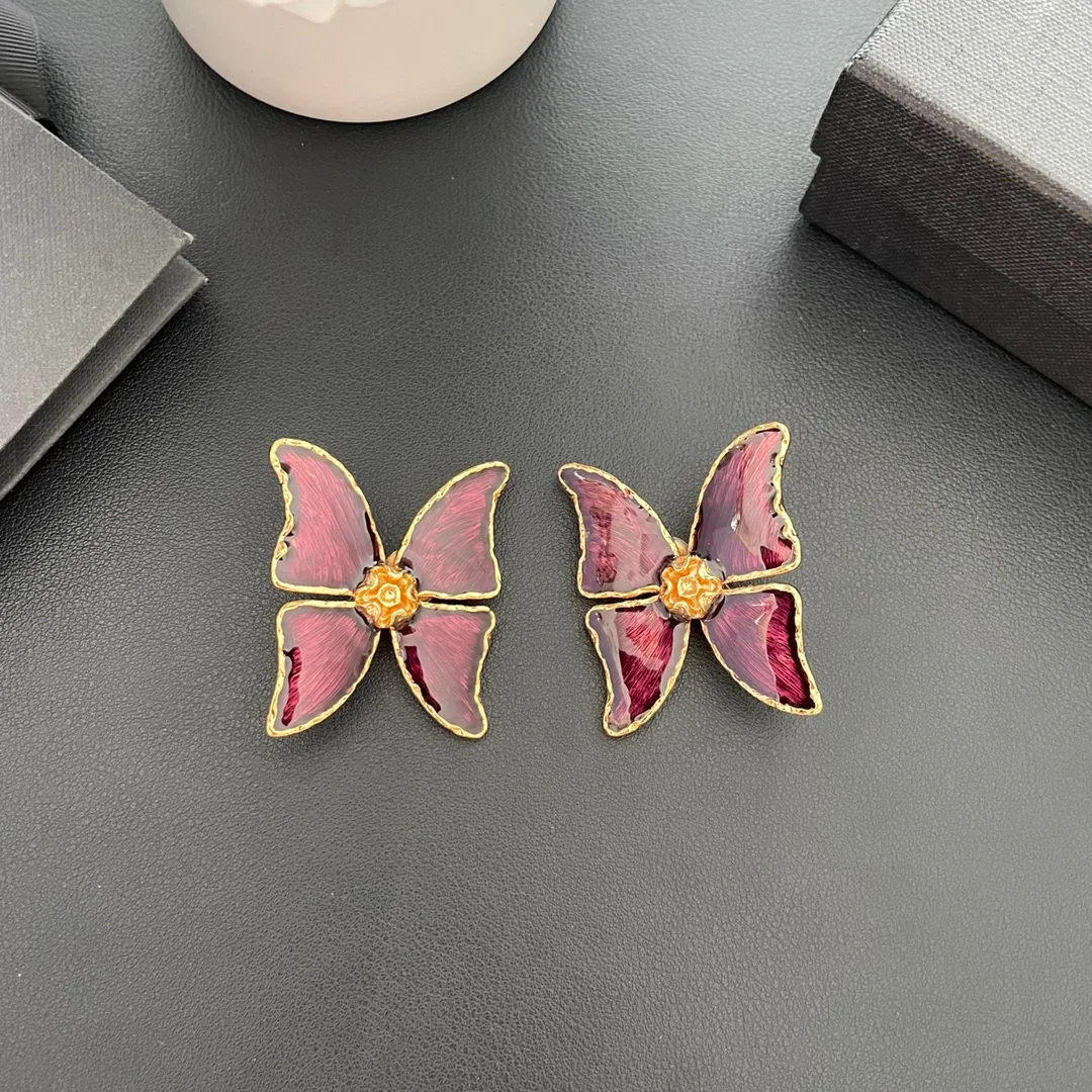 Earrings Fashion Personality Temperament Light Luxury Purple Butterfly Ear Clip For Women Aretes De Mujer Pendientes clip de