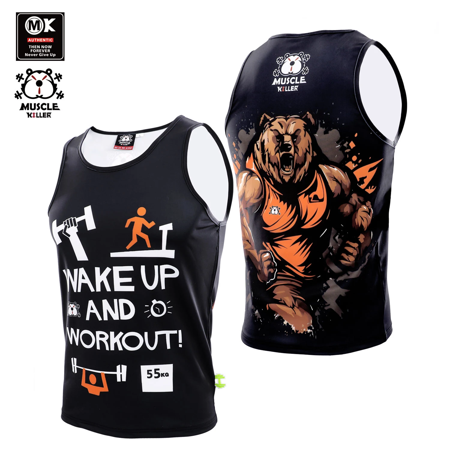 

Summer Speed Dried Tank Top Muscle Dumbbell H-shaped Repair Gym Running Barbell Hercules Sleeveless Sports Training