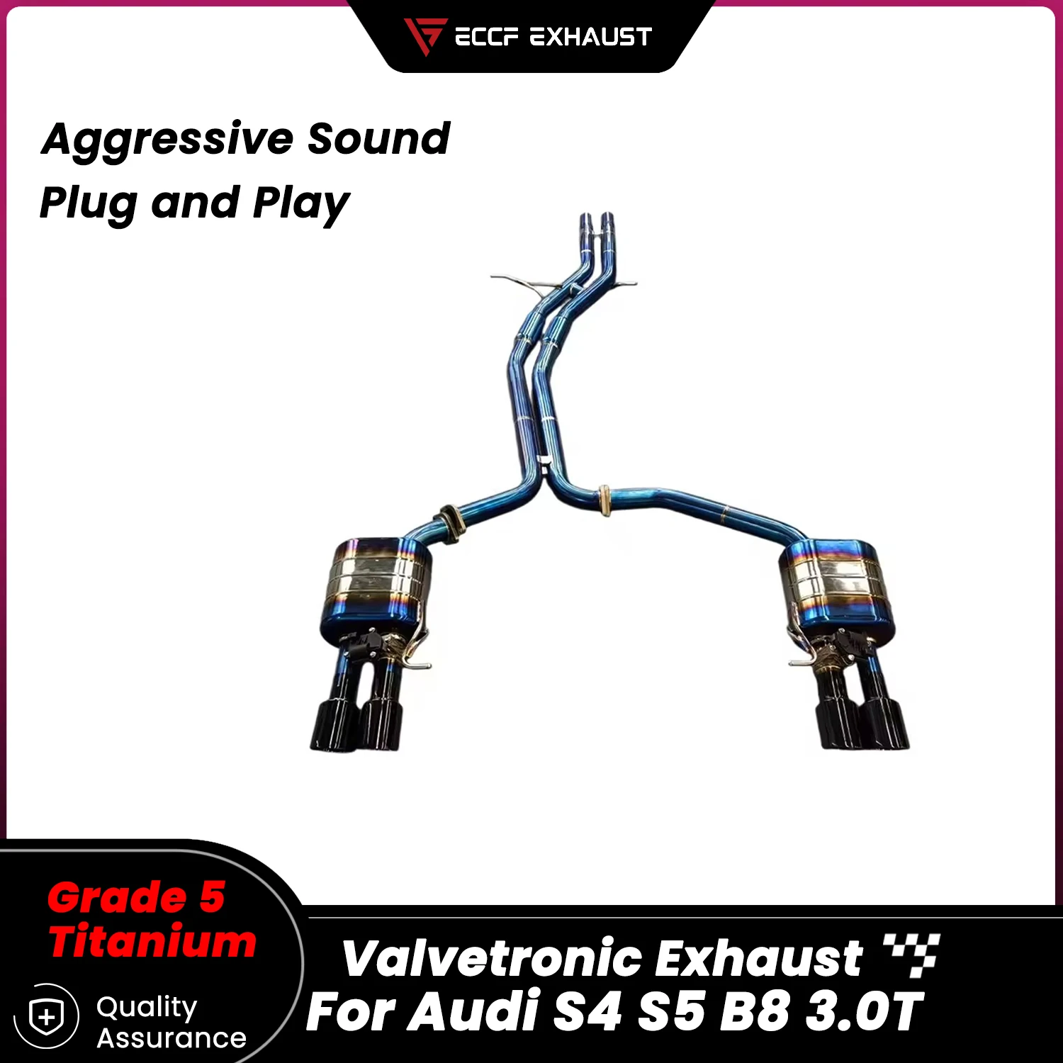 

Titanium Valvetronic Exhaust For Audi S4 S5 B8 3.0T Aggressive Sound Performance Upgrade Easy Installation