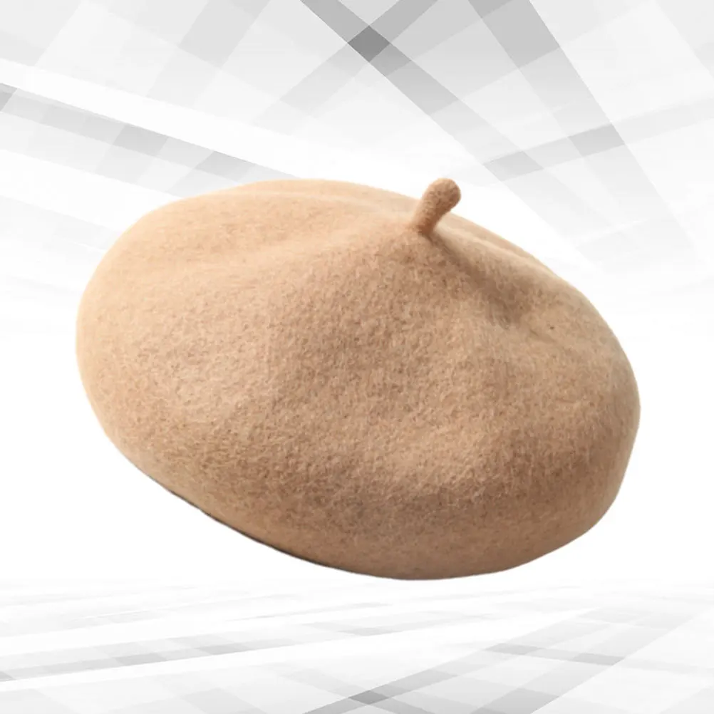 

Children Wool Beret Baby Size M Camel Warm Breathable Portable Lightweight Autumn Winter Outdoor Girl Children Wool Beret