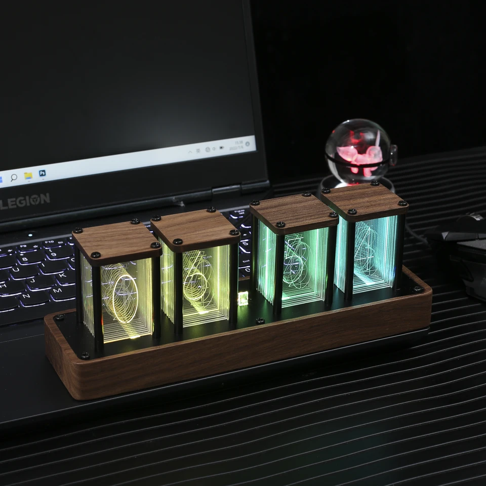 Clocteck Nixie Tube Clock Digital RGB LED Desk Large Display rgb