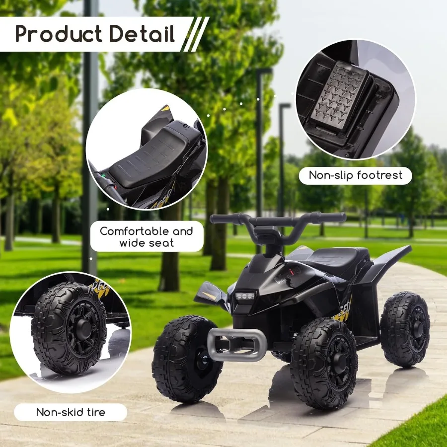 Giocattoli da corsa per bambini, quad ATV per bambini da 6 V con rimorchio per bambini di 3 anni, auto da corsa elettrica con pneumatici resistenti all'usura, musica, per