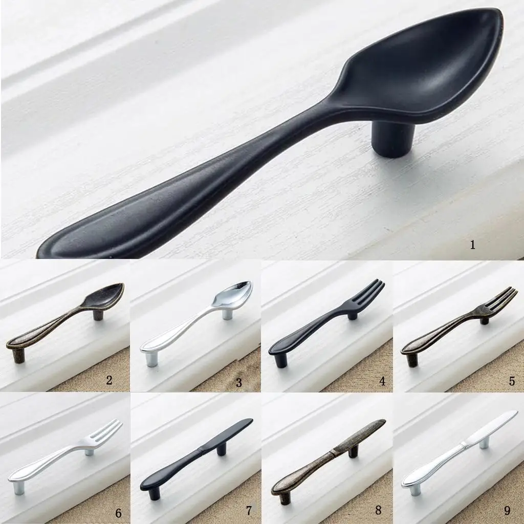 Classic Zinc Alloy Furniture Pull Handle Spoon Design Cabinet Knob for Kitchen Cupboard Hardware