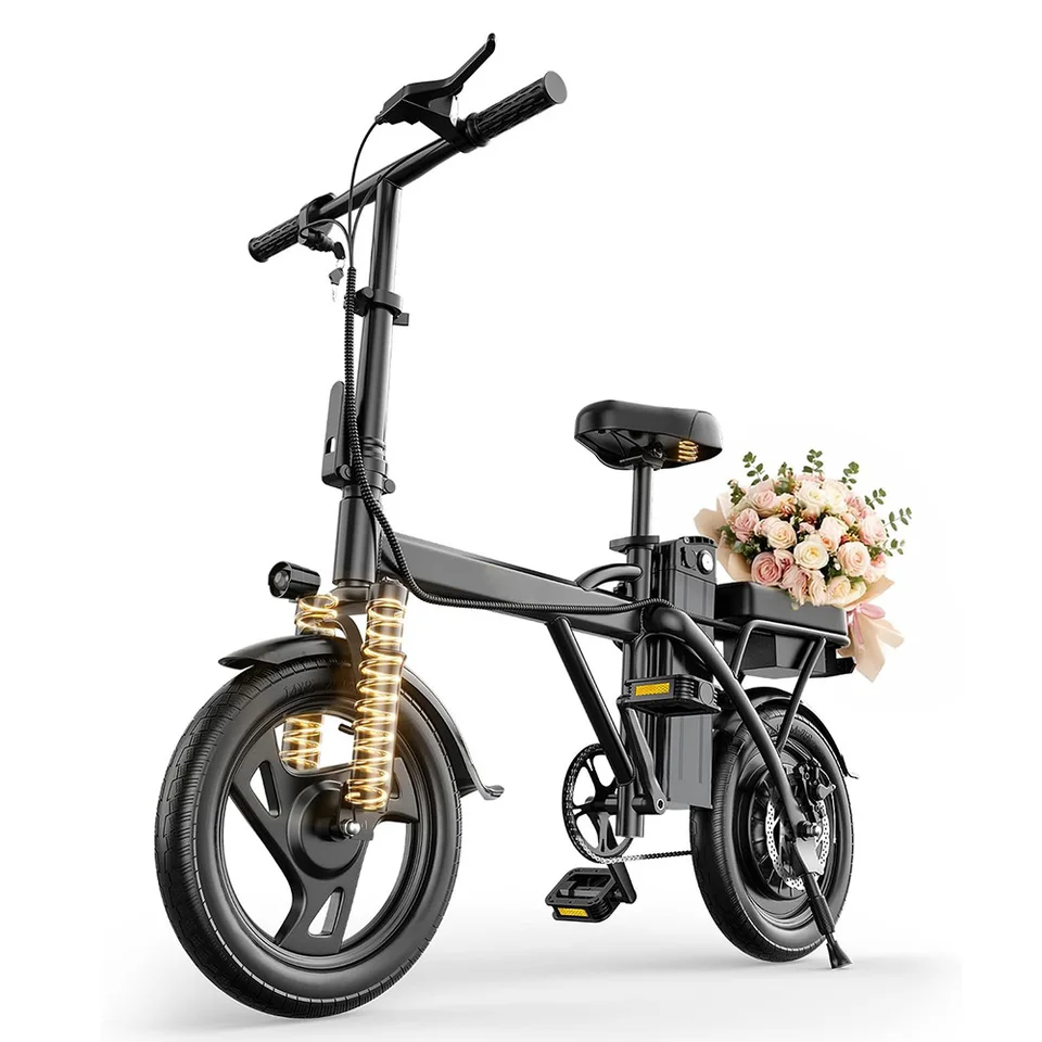 14" Electric Bike 500W Motor 22Mph Max Speed 30-45Miles Max Range Dual Brake System Portable Foldable Ebike for Commuting Outdoor Fun