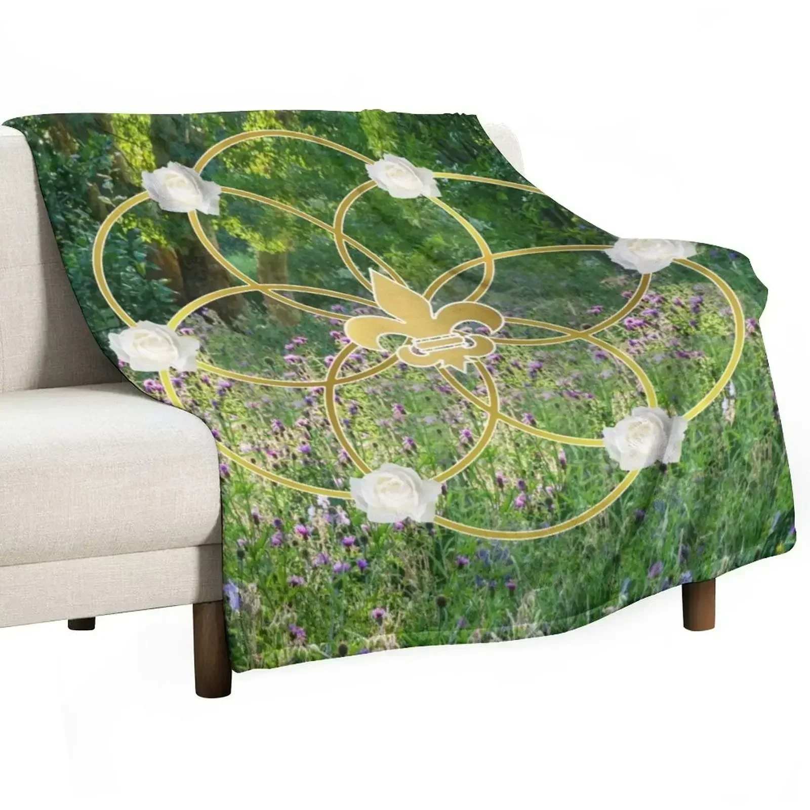 Garden of Eden Fleur de Lis Seed of Life Throw Blanket Plaid Extra Large Throw manga Loose for winter christmas gifts Blankets