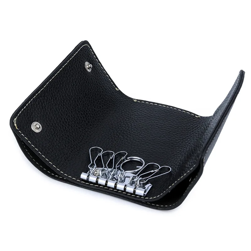 

2025 New Genuine Leather Women Multifunctional Key Wallet Foldable Cross-border Home Use Key Holder Cowhide Leather Good Quality