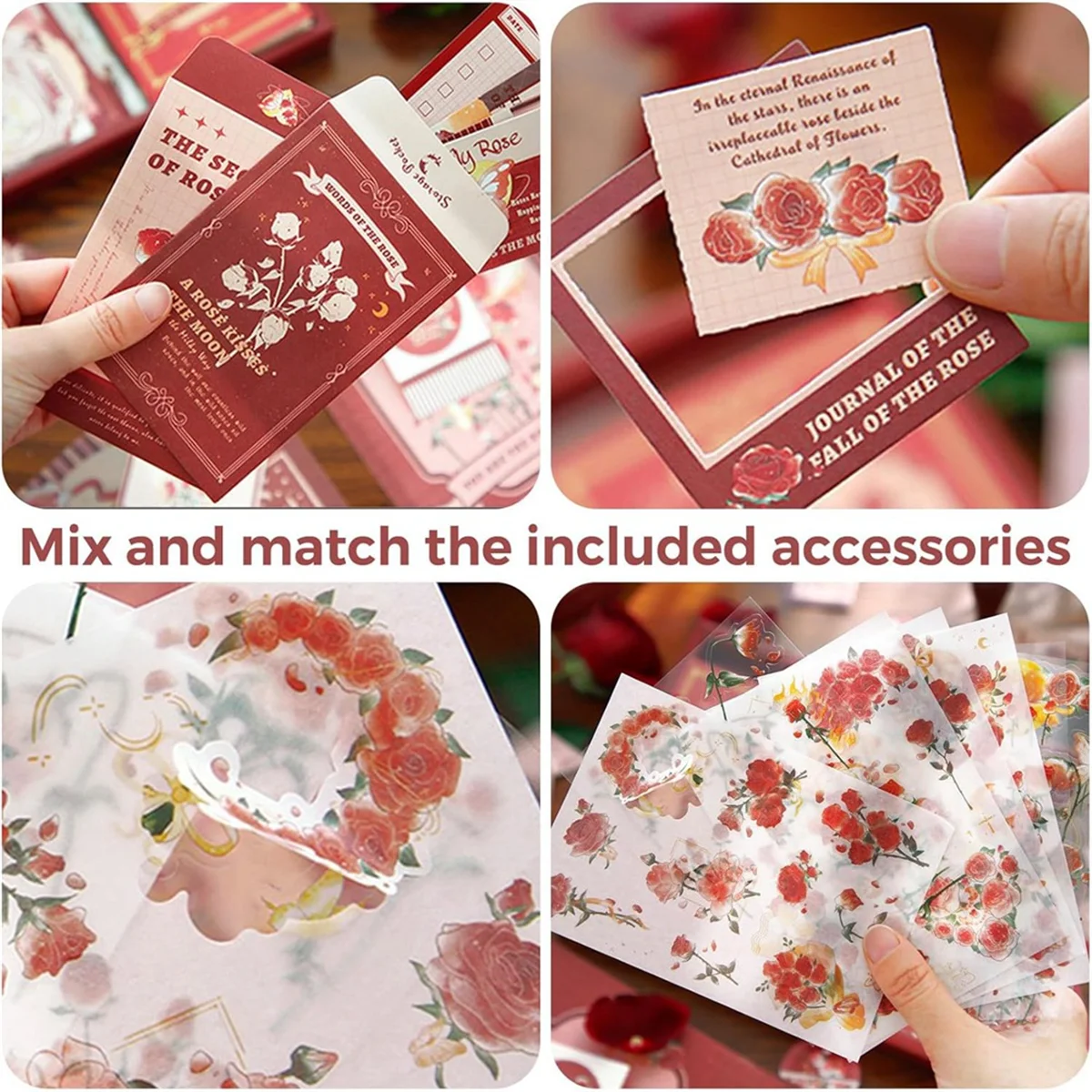 AA98 Scrapbooking Kit, , Perfect for -Scrapbooking Materials, Planner DIY Art Crafts Rose Whisper