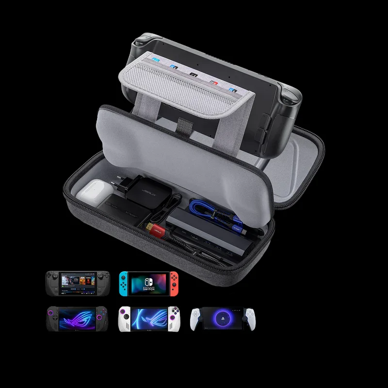 Carrying Case for ROG Ally X,Protective Hard Shell Carry Case Built-in Charger & Docking Station Storage,ROG Ally X Case-BG0106X