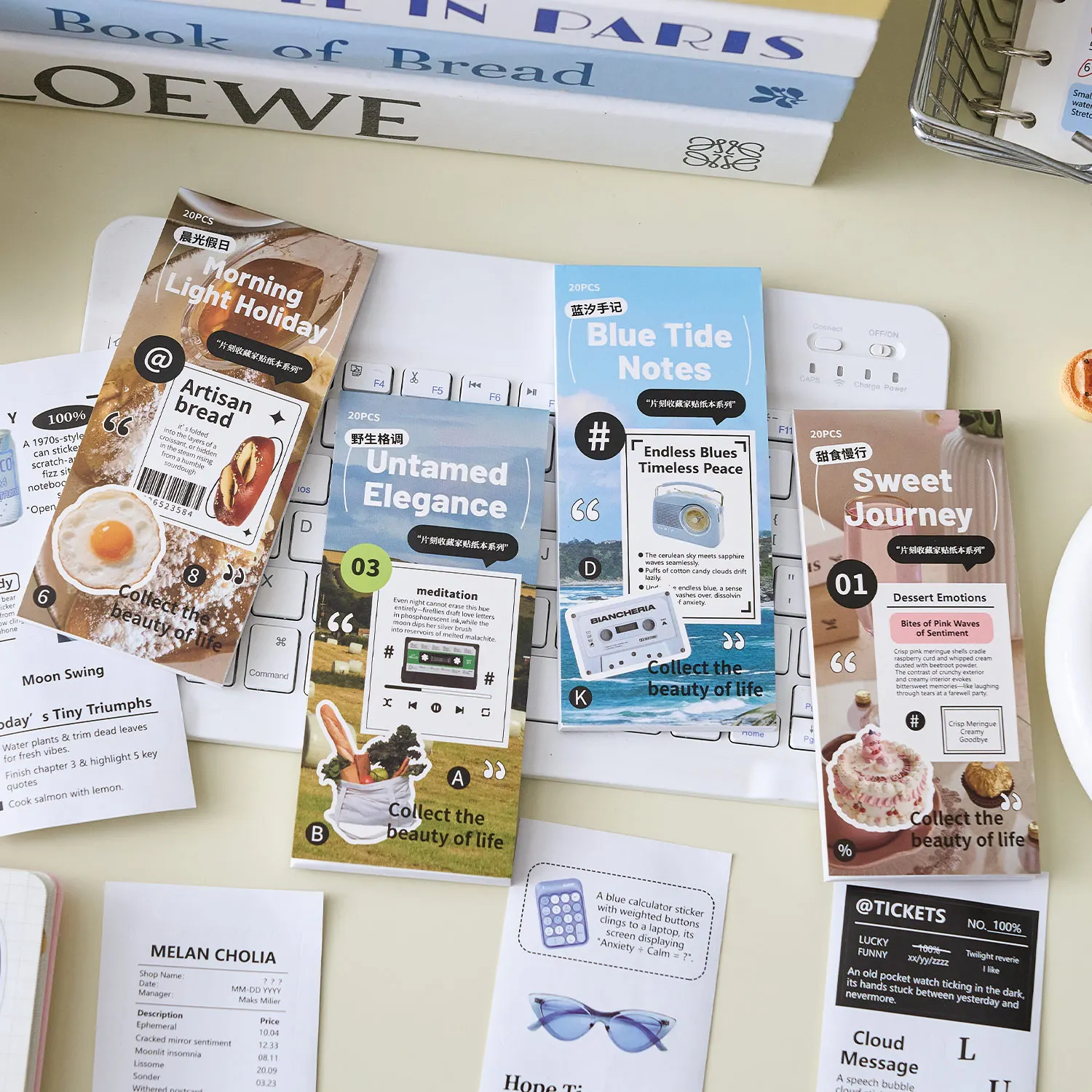 20 sztuk naklejek kolekcjonerskich z wyciętymi elementami w stylu podręcznika, do samodzielnego tworzenia kolażu, dekoracyjne naklejki z materiałów DIY.