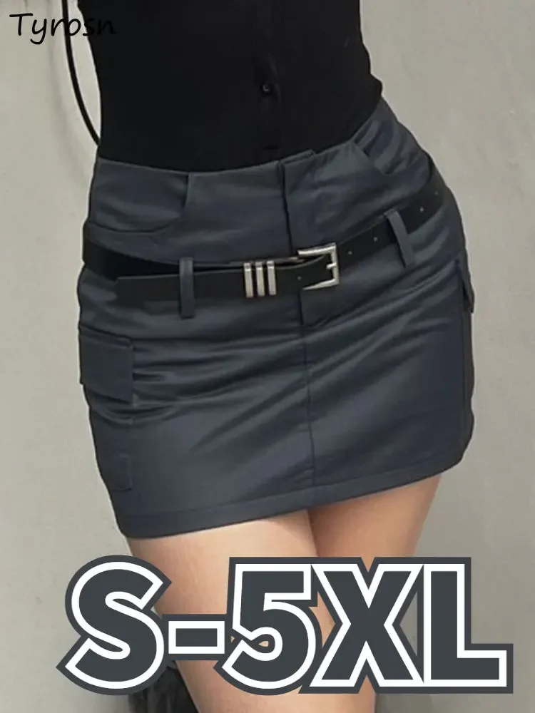 

S-5XL Skirts Women Belt Mini Vintage Hotsweet Summer Streetwear American Style Female Daily Mujer Casual Ulzzang All-match New