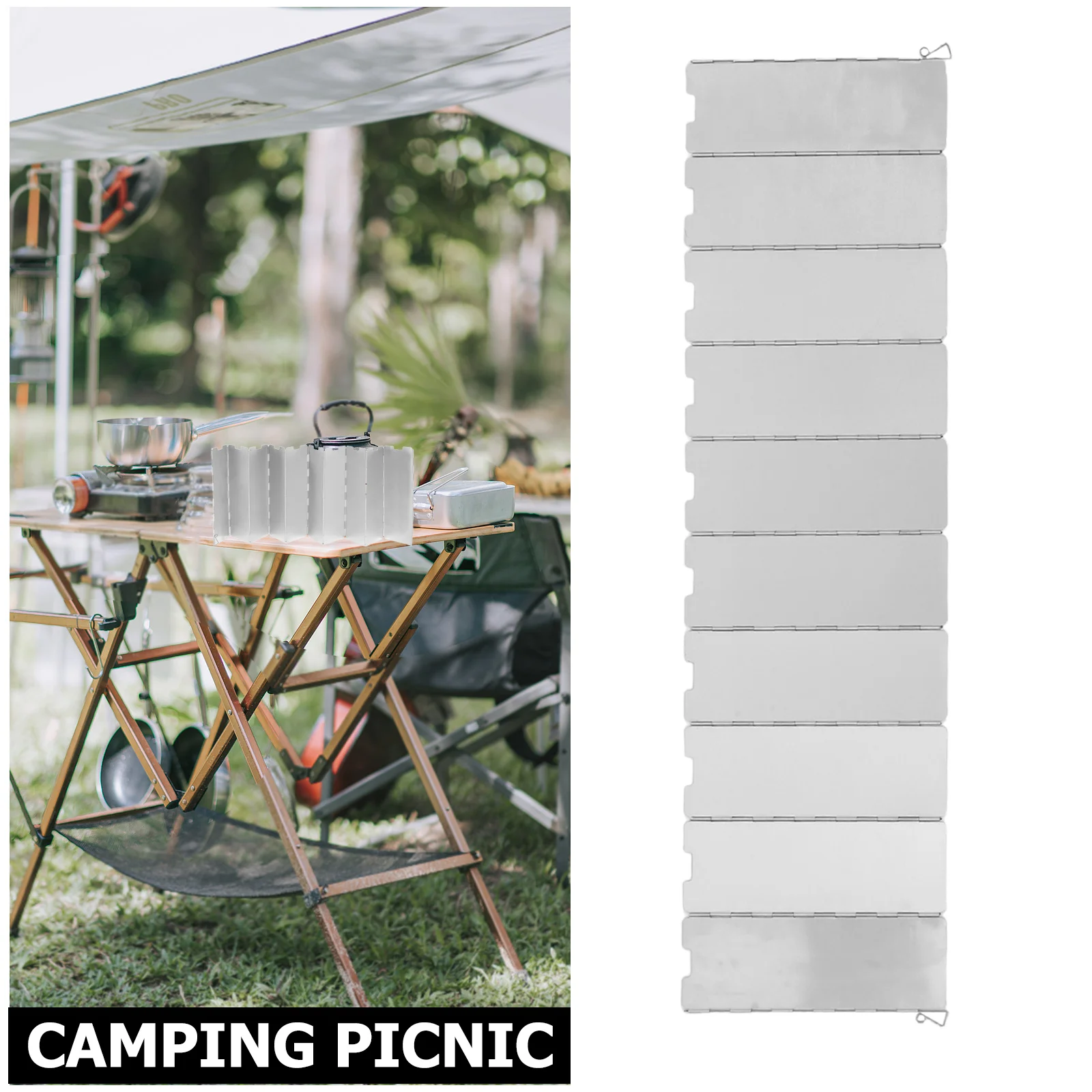 عاكس حرارة مستدير قابل للطي لسخان فناء البروبان في الهواء الطلق من الألومنيوم للزجاج الأمامي المحمول وموقد التخييم ودرع التركيز الحراري #4