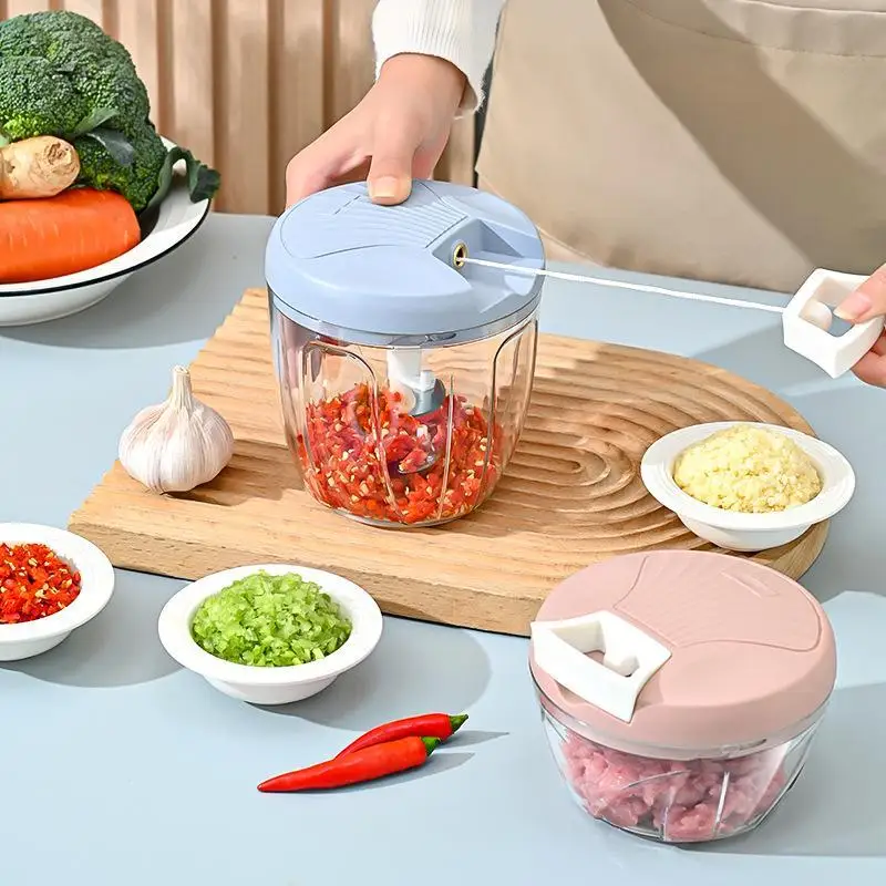 Manual Pull Crusher Food Chopper Sharp Stainless Steel Manual Meat Mincer Garlic Chopper Rotate Garlic Press Kitchen Accessories