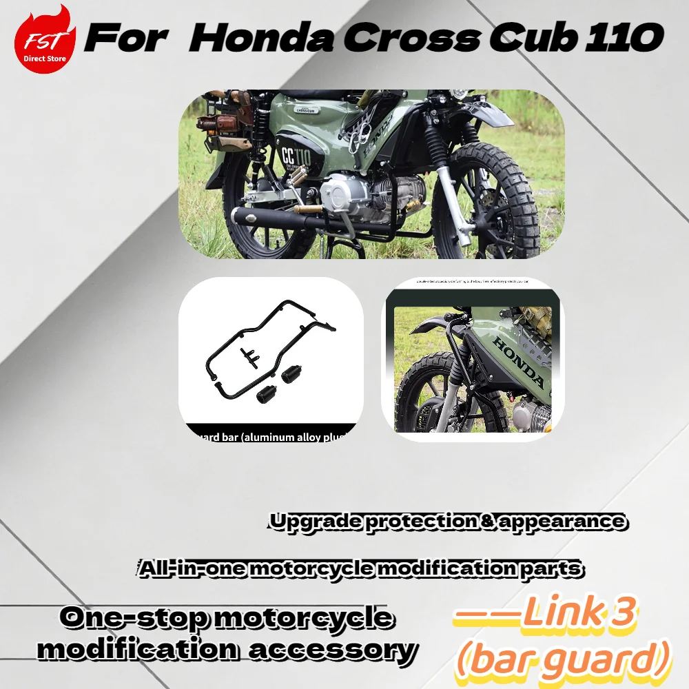 

For Cub CC110 Motorcycle Full Off-Road Mod Kit Heavy Duty Crash Bar Body Protector Guard