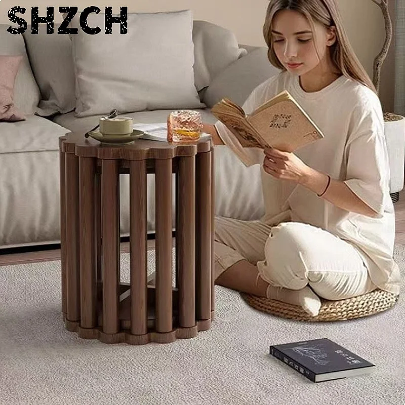 Cookie Shape Round Stools Solid Wood Multifunctional Nesting Stool Stacking Dining Ottoman