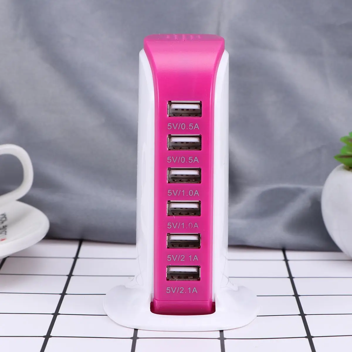 روزي 30 واط متعدد 6 منافذ USB 6A محطة شحن سريعة سطح المكتب الأصلي الولايات المتحدة التوصيل #4