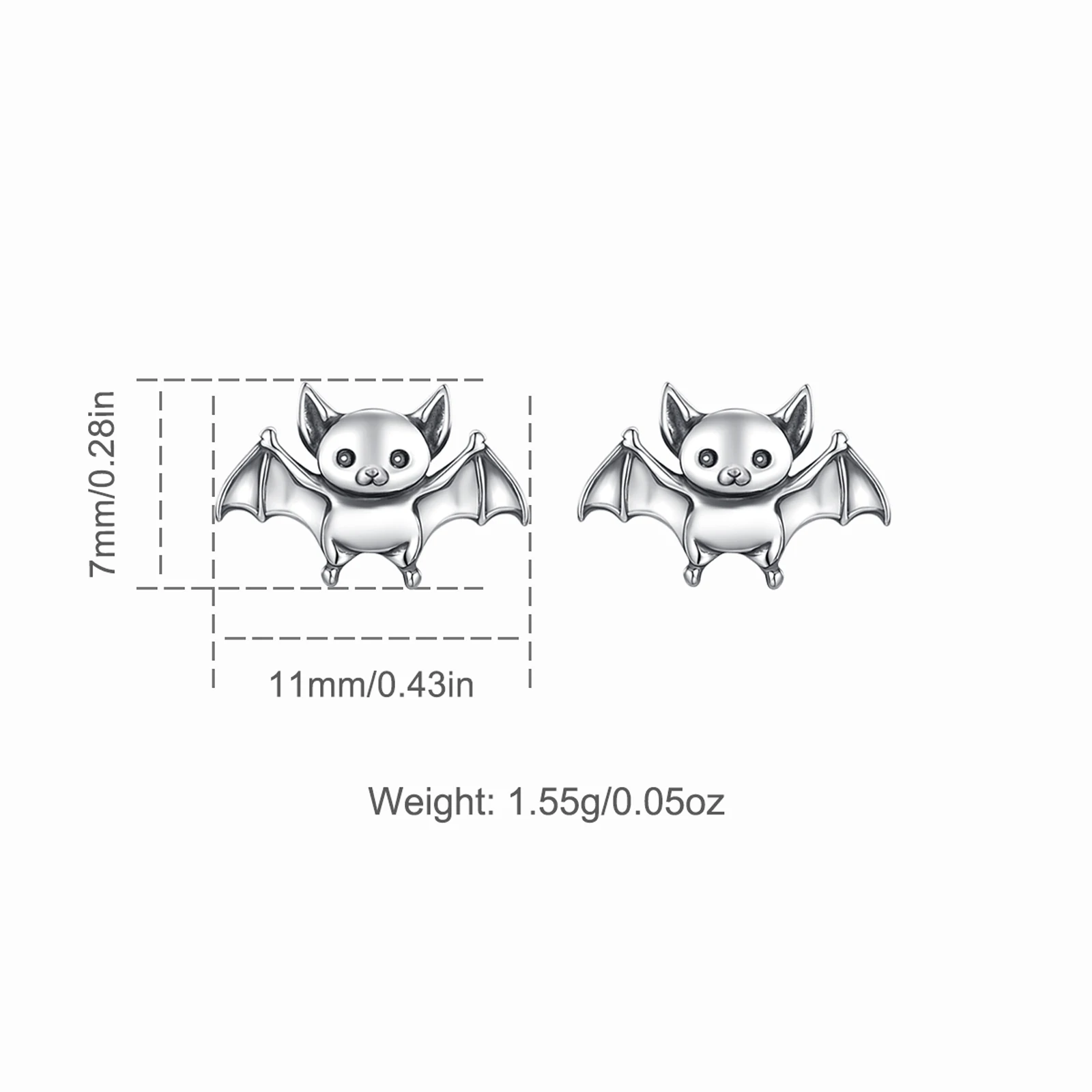 AEONSLOVE 925 Sterling Silver Bat Stud Earrings Punk Cute Little Bat Animal Earrings Witch Pagan Jewelry Gift for Women Girls