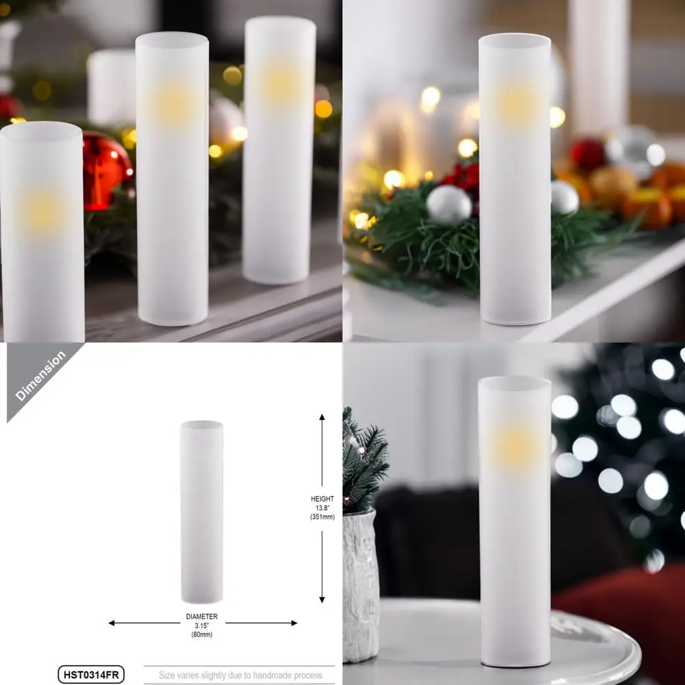 

Hurricane Candle Holder Set - Frosted Glass Cylinders, 6 Pieces, 3 Wide x 14 Tall, Chimney Tube Shade, Open at Both Ends