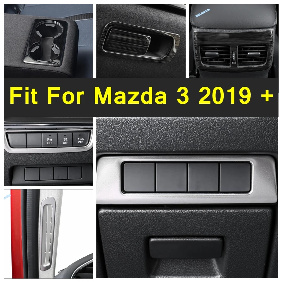 

Car Water Cup Holder / Glove Storage Box / Head Lamp Button / Air AC Vent Decor Cover Trim Accessories For Mazda 3 2019 - 2022