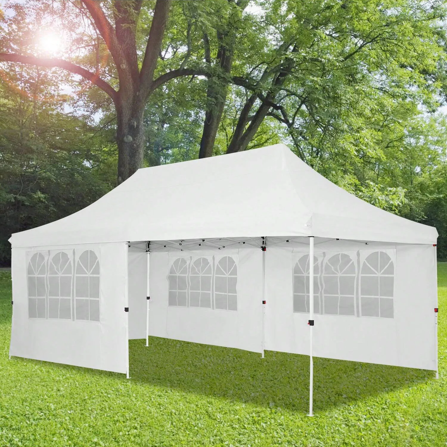 10x20ft Pop Up Canopy Tent with 6 Removable Sidewalls, Easy Up Commercial Canopy, Waterproof and UV50+ Gazebo with Portable Bag