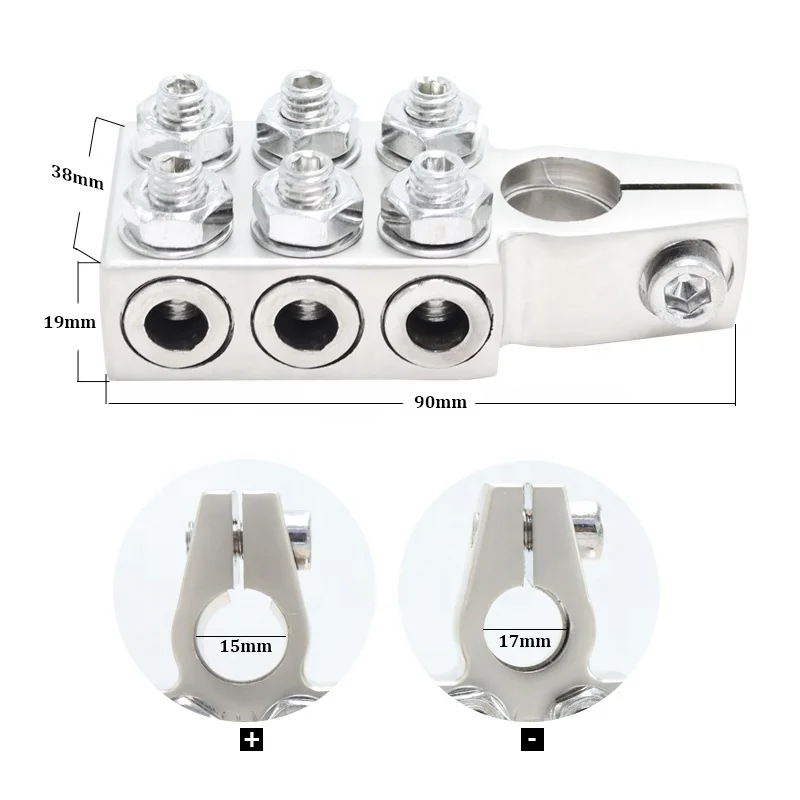 Boutique 12V Auto Car Battery Clamp Positive and Negative Made From Durable Copper Crimp Terminal Type