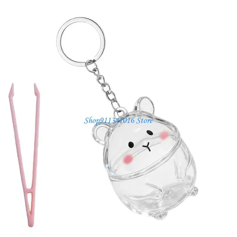 حقيبة تخزين صغيرة لسلسلة مفاتيح من الفرو الشفاف لذكريات الحيوانات الصغيرة