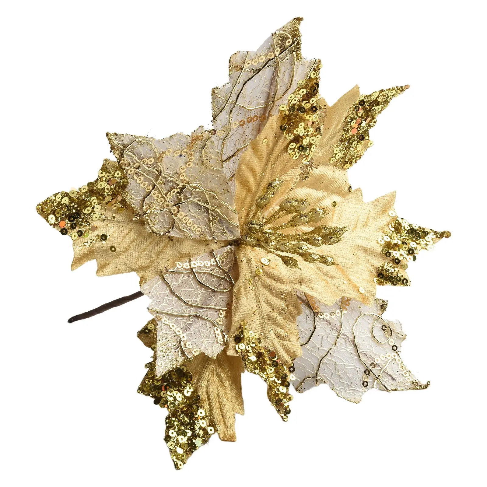 

1pc Christmas Poinsettia Glitter Flower Hanging Ornament Home Garden Xmas Party Tree Wreaths Decoration Supplies