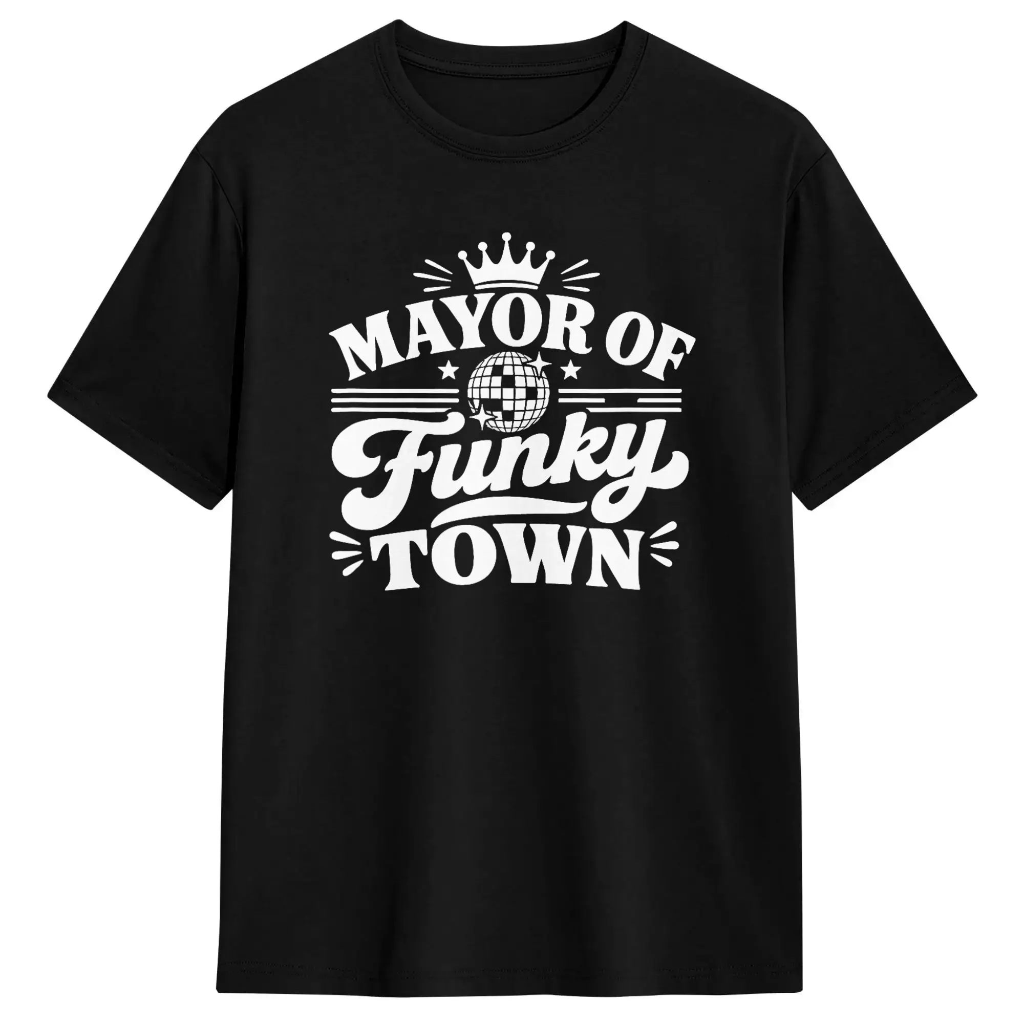 Men's T-Shirt Mayor of Funky Town T Shirts Fashion  Summer Tees Y2K Basic Pure Cotton Clothing Gift