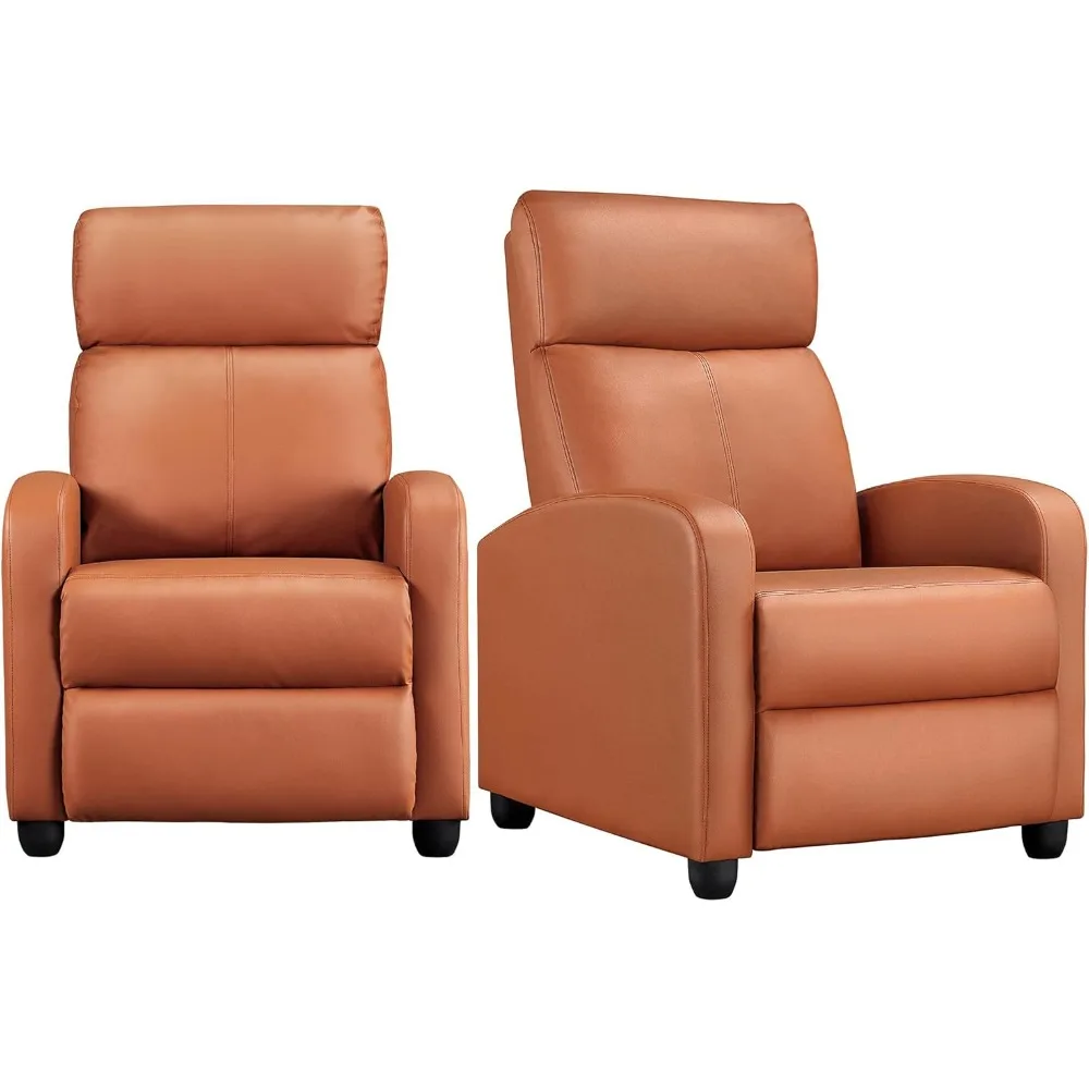 recliner chair, Set of 2 Single Sofa Recliner for Living Room PU Leather Upholstered Home Theater Seating Tan, recliner chair