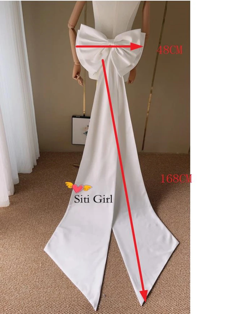 

Чисто белый съемный бант с длинным шлейфом, съемное атласное свадебное платье большого размера, свадебное платье с бантом, съемные свадебные аксессуары