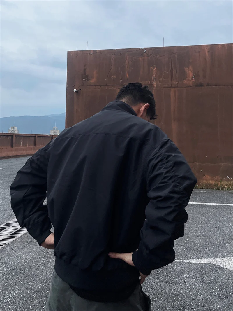 

Мужская куртка-бомбер American Sle с воротником-стойкой, однотонная, осенне-зимняя, повседневная, класса люкс...