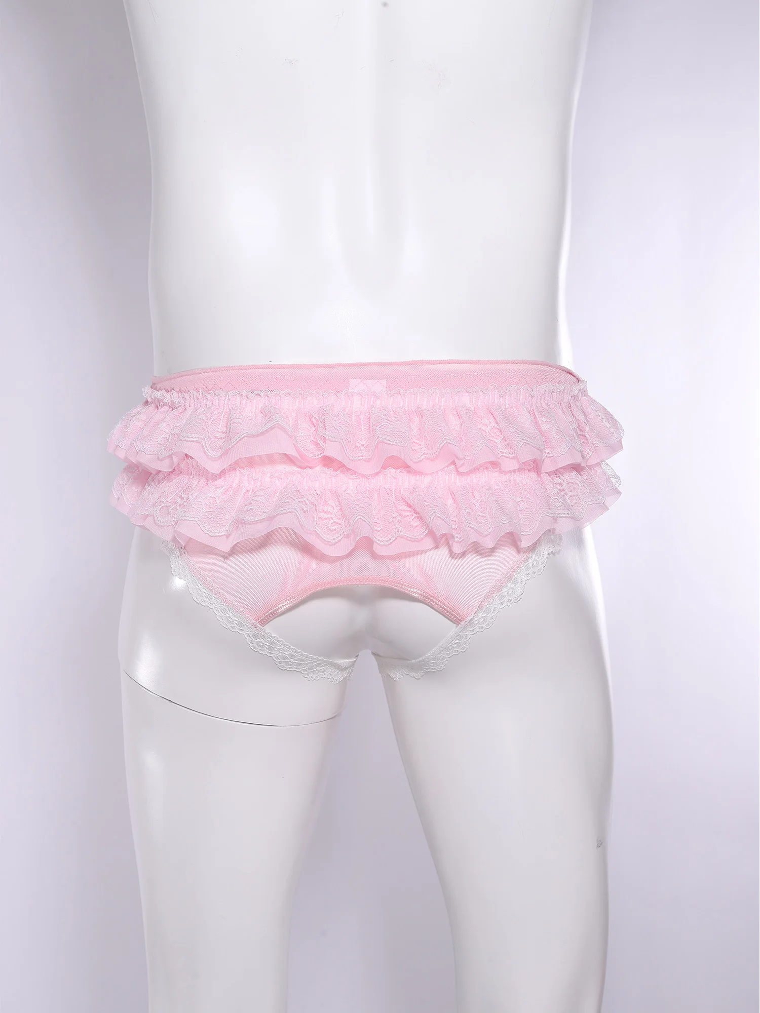Men's Ruffled Lace Trim Cutout Crotch/Normal Crotch Panties