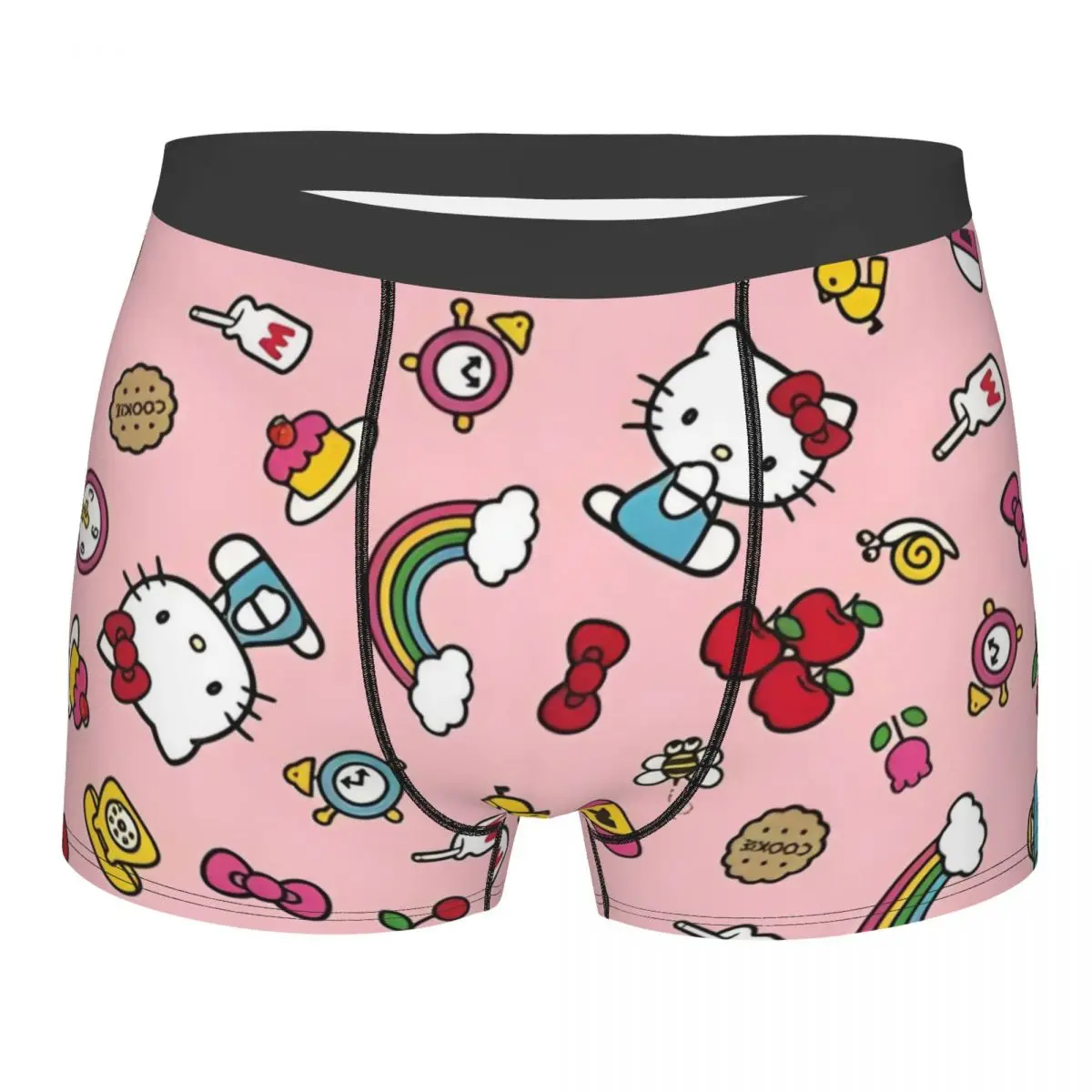 

Мужские шорты-боксеры Hello Kitty с радужной лентой, ультрамягкое нижнее белье с принтом, крутые трусы