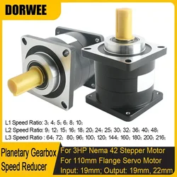 Nema 42 Motor reducer Step-down Reducer 110mm Servo Planetary Gearbox 19mm Input 19/22 Shaft for Stepper Servo Brushless Motor
