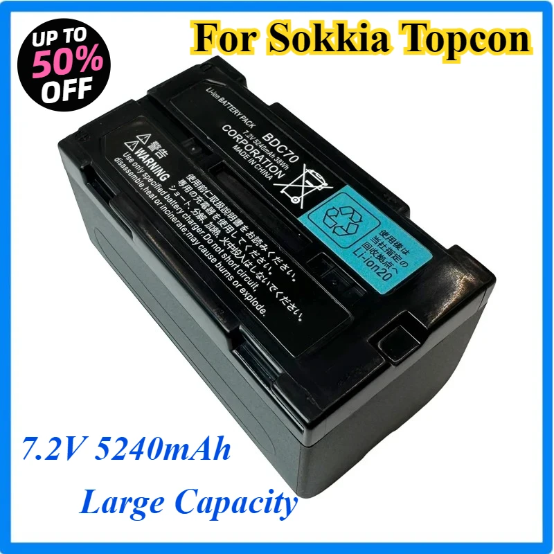 7.2V 5240mAh BDC70 Battery For Sokkia CX/RX-350 For Top Con GM52 OS/ES Total Station Rechargeable Li-ion Battery
