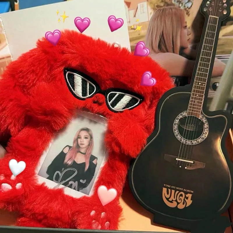 

HUA HUA Sweet Red Rabbit Plush Storage Card Cover Anime Idol Photocard Display Photo Protector Case