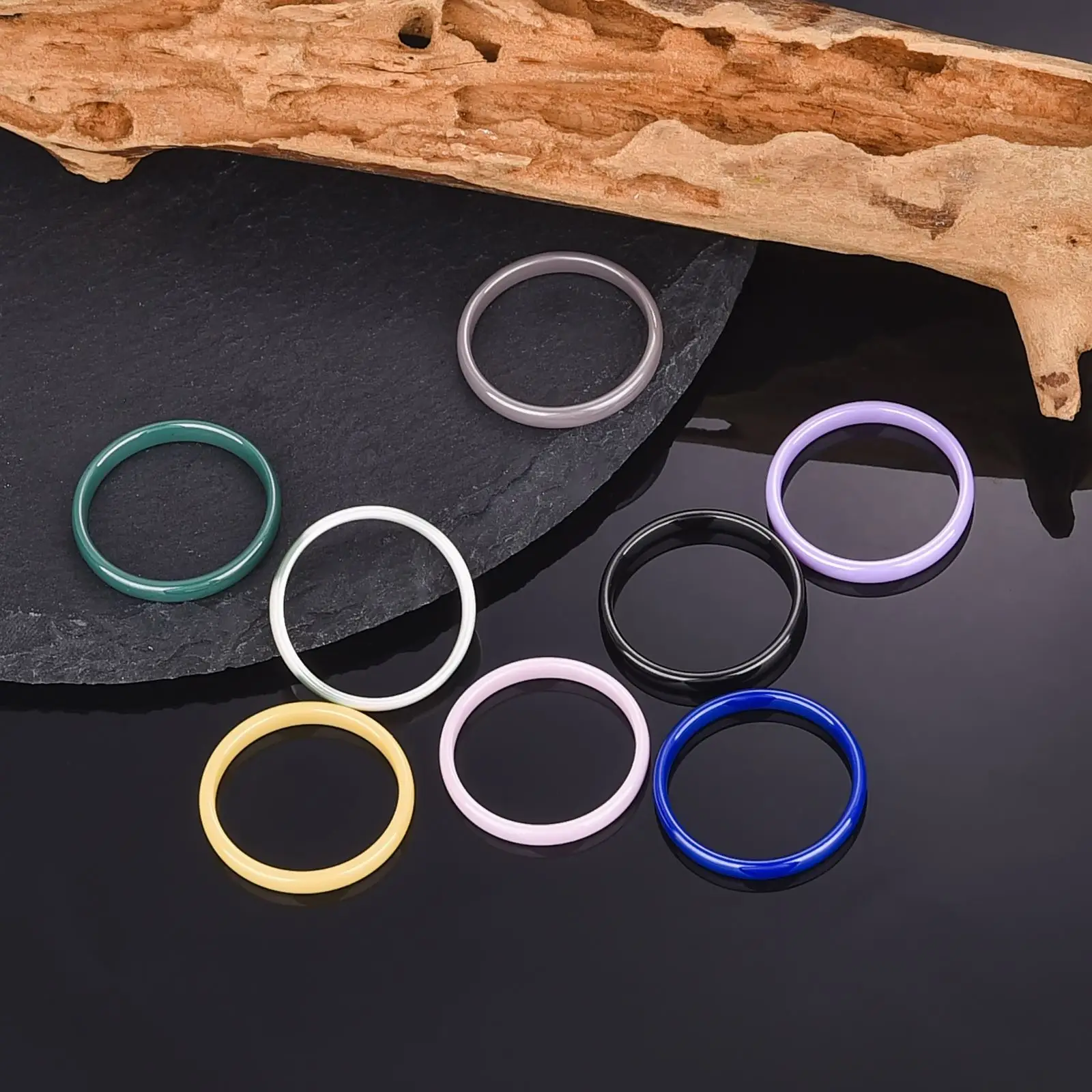 3mm Purple Green Pink 9 Colors Smooth Ceramic Rings Women Men Goth Ceramic Design Circular Finger Rings Jewelry Couple Gift