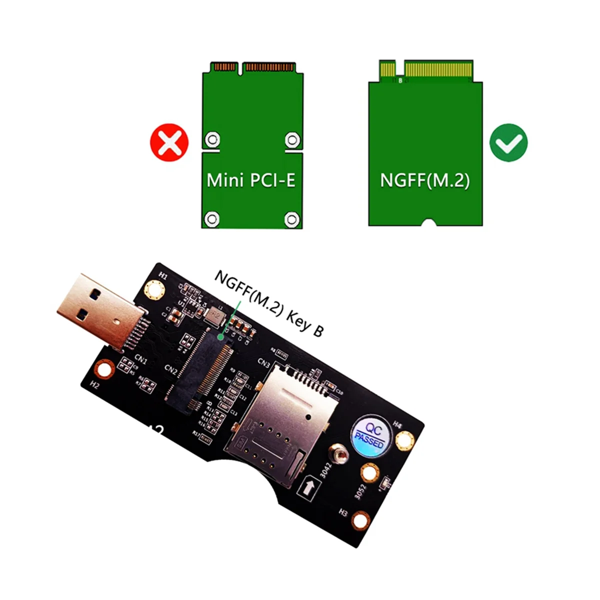 NGFF Module To SIM with USB 3.0 3G/4G/5G Module To USB 3.0 with SIM Card Slot Portable Adapter