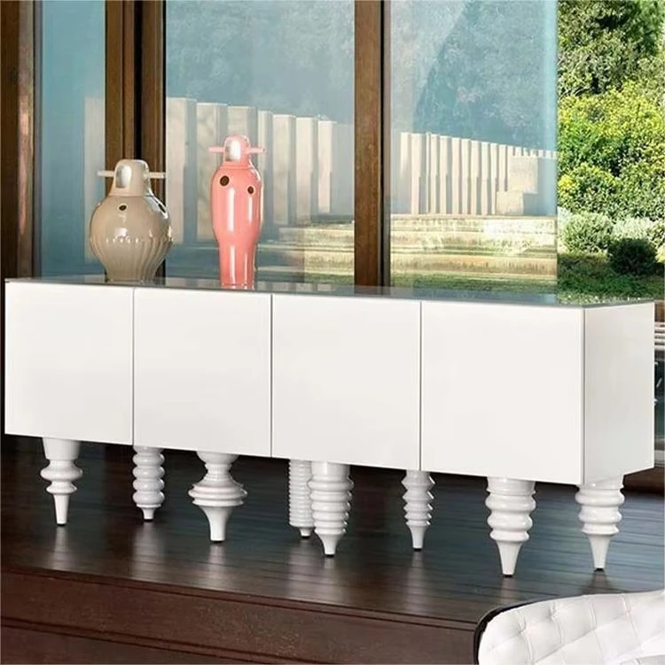

eo-Modern Sideboard with Chess Piece Inspired Legs HighGloss Finish and Hidden Storage Featuring Plywood Construction Aparador^