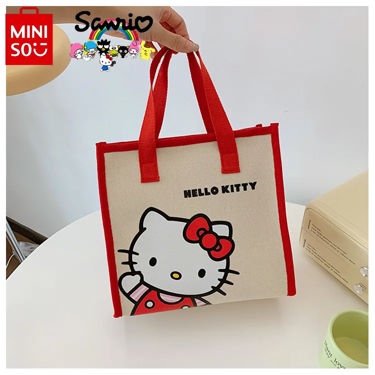 Miniso Sanrio 2024 New Women's Handbag Fashionable High Quality Canvas Commuter Women's Bag Casual Large Capacity Shopping Bag