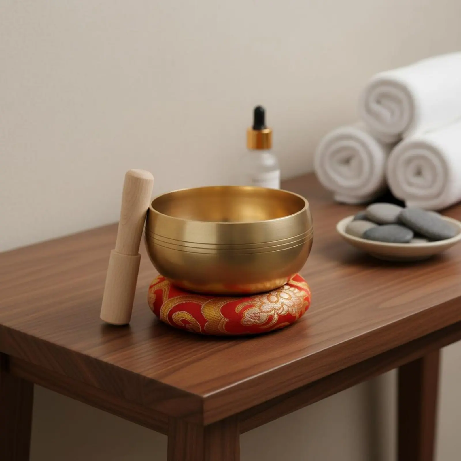 Mini Copper Singing Bowl Stress Relief Sound Bowl Set Home Decor for Office Desk