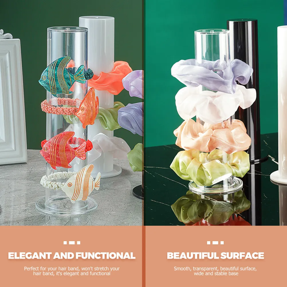 

2Pcs Vertical Tower Headband Stand Clear Acrylic Hairband Display Holder Store Organize Headbands Scrunchies Bracelets Cabinet