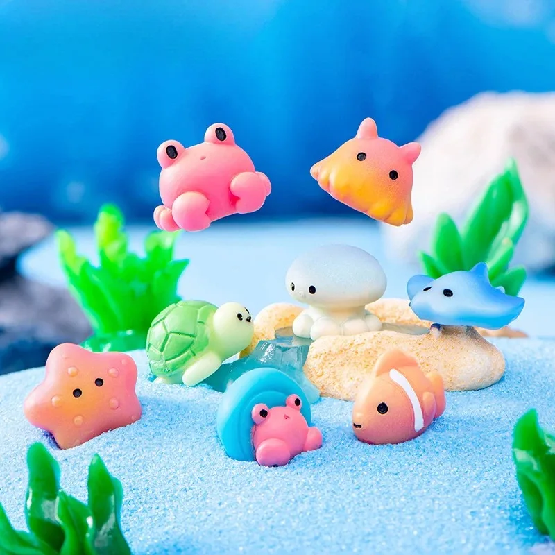 10pcs cute marine animal resin ornaments for pendants, keychains, DIY jewelry accessories