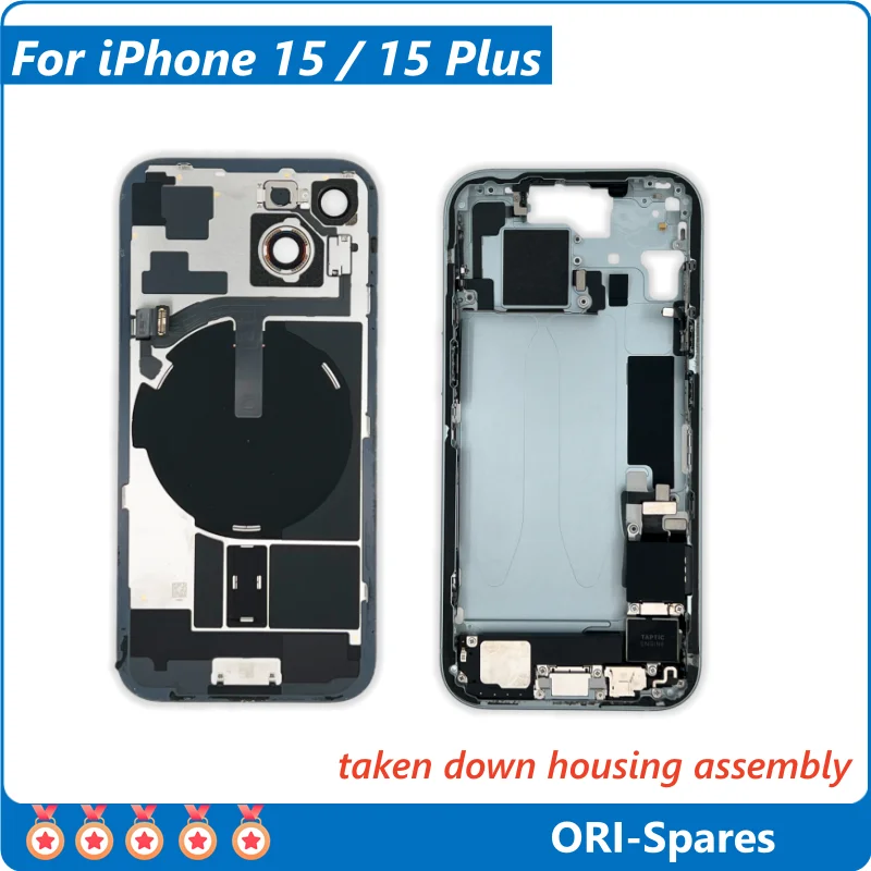Tear Down Middle Housing Frame with Back Glass Flex Cable Assembly for iPhone 15 , 15Plus