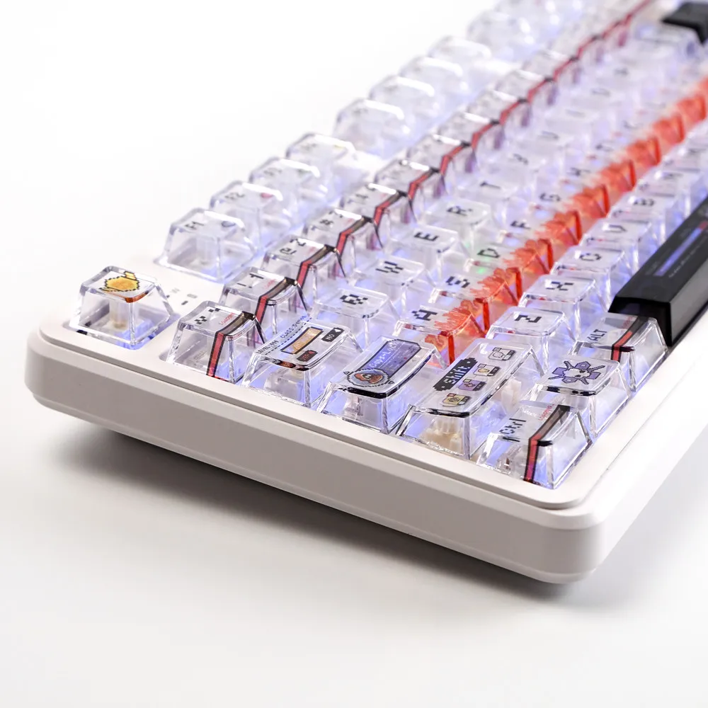 

Transparent Pixels Keycaps Backlight 136 Keys Cherry Profile DYE Sub Keycap Set ISO Enter For DIY Mechanical Keyboard