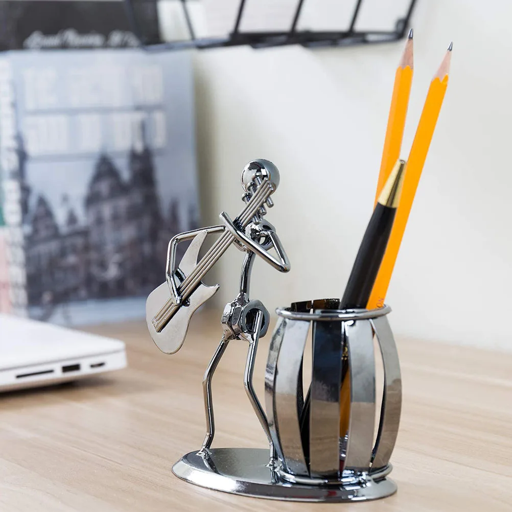 

Iron Musician Holder Vintage Guitar Guitar Figure Decor Player Desktop Organizer Metal Art Ornament Home Office Gift Idea