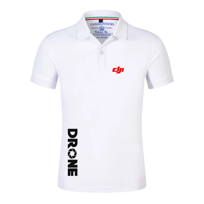 Dji Professional Pilot Drone Men Shirt Short Sleeve Polo Shirt Contrast Color New Clothing Summer Streetwear Casual Fashion Tops