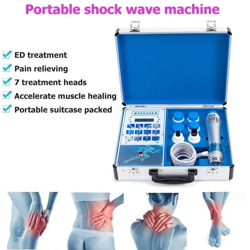 Muscle Massager Shockwave Therapy Machine With 7 Heads ED Treatment Pain Relief Lattice Ballistic Shock Wave Physiotherapy Tool