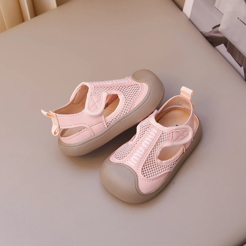 Summer Children\'s Sandals Pink Mesh Breathable Boys Girls Toddler Shoes White Fashion Anti-slip Kids Sandals Baby Casual Shoes